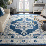 Brentwood Medallion Area Rug 9' x 12' - Ivory & Navy Distressed Design