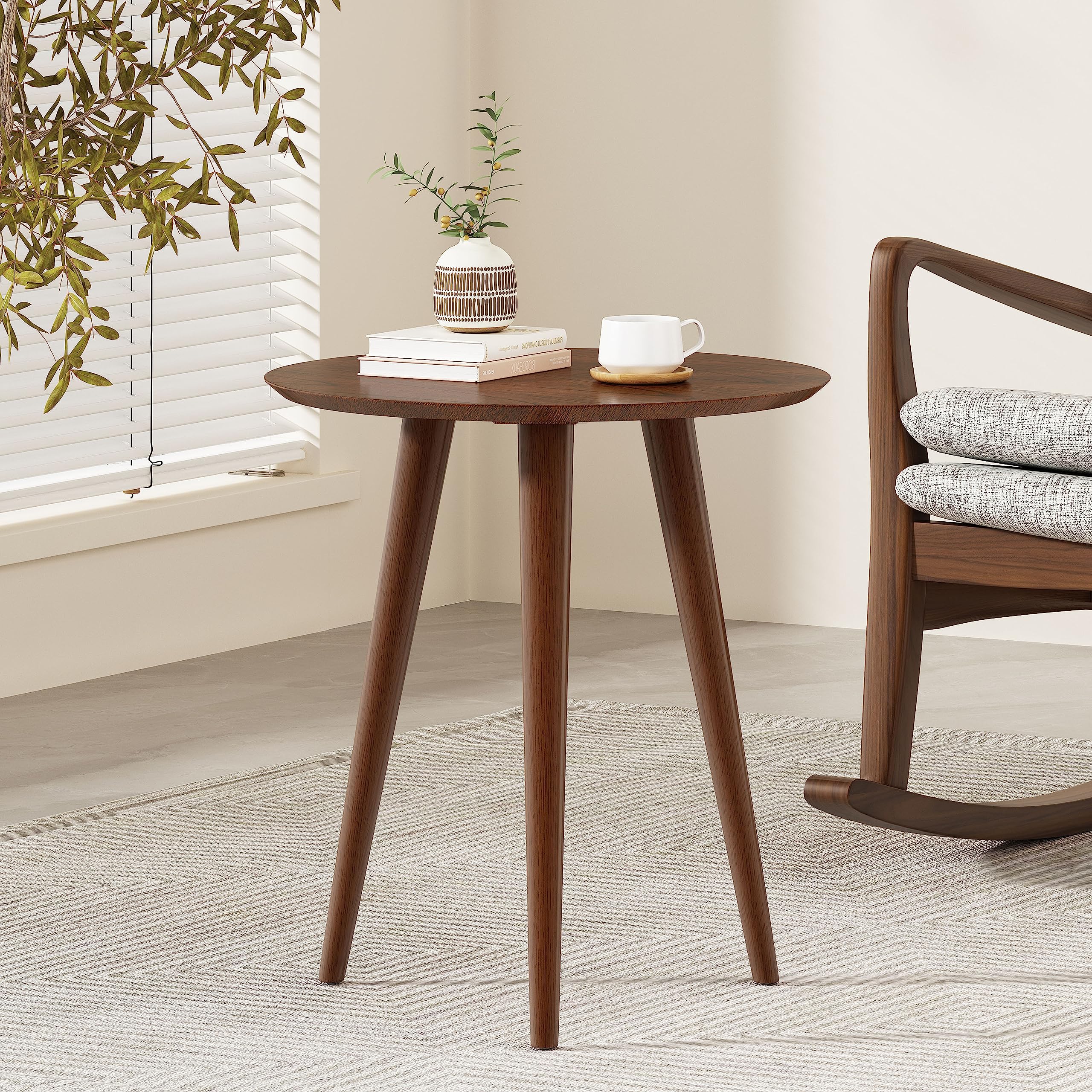 Finished Wood End Table Faux Wood Overlay (Natural Walnut)
