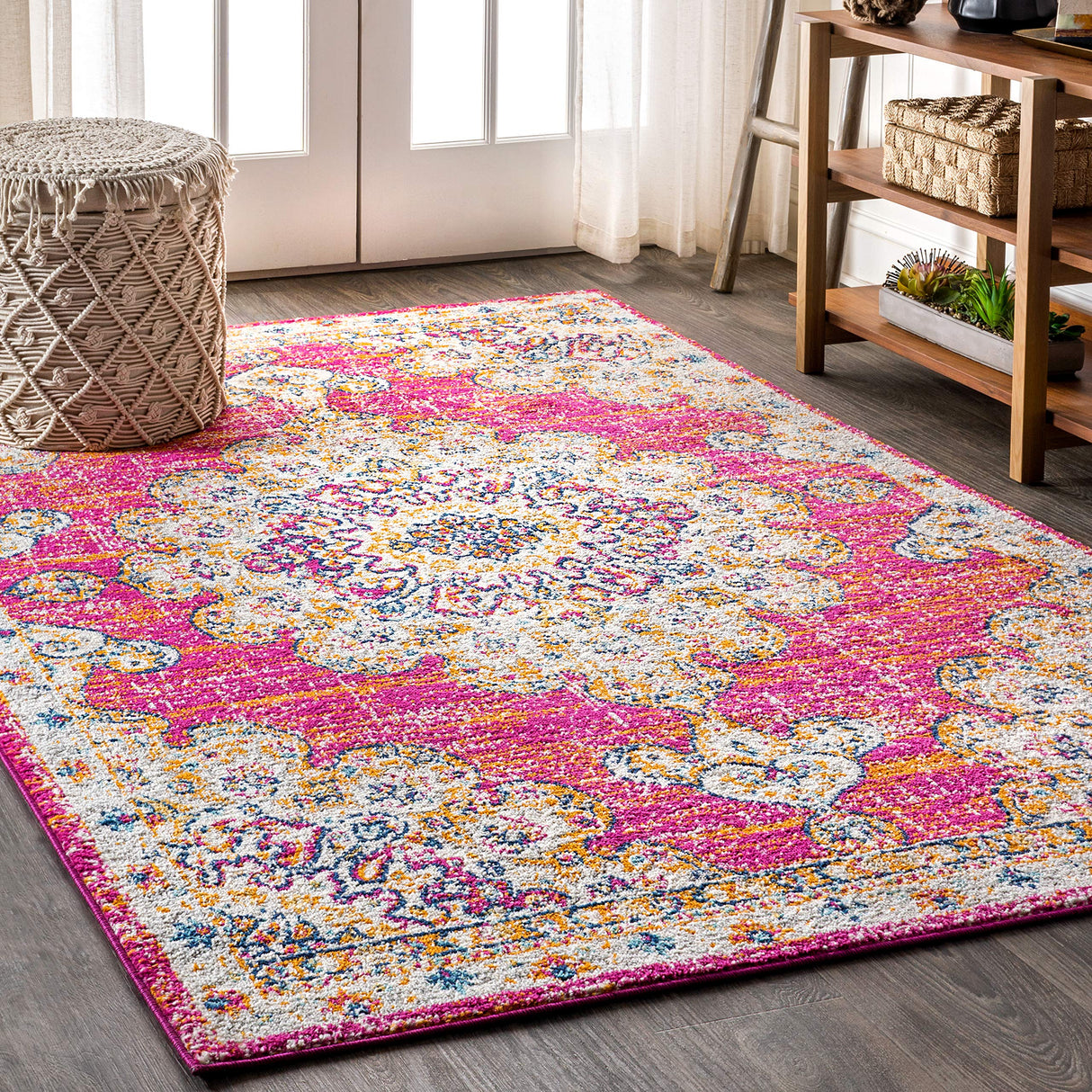 BMF104A-5 Bohemian FLAIR Boho Distressed Medallion Indoor Area-Rug Floral Easy