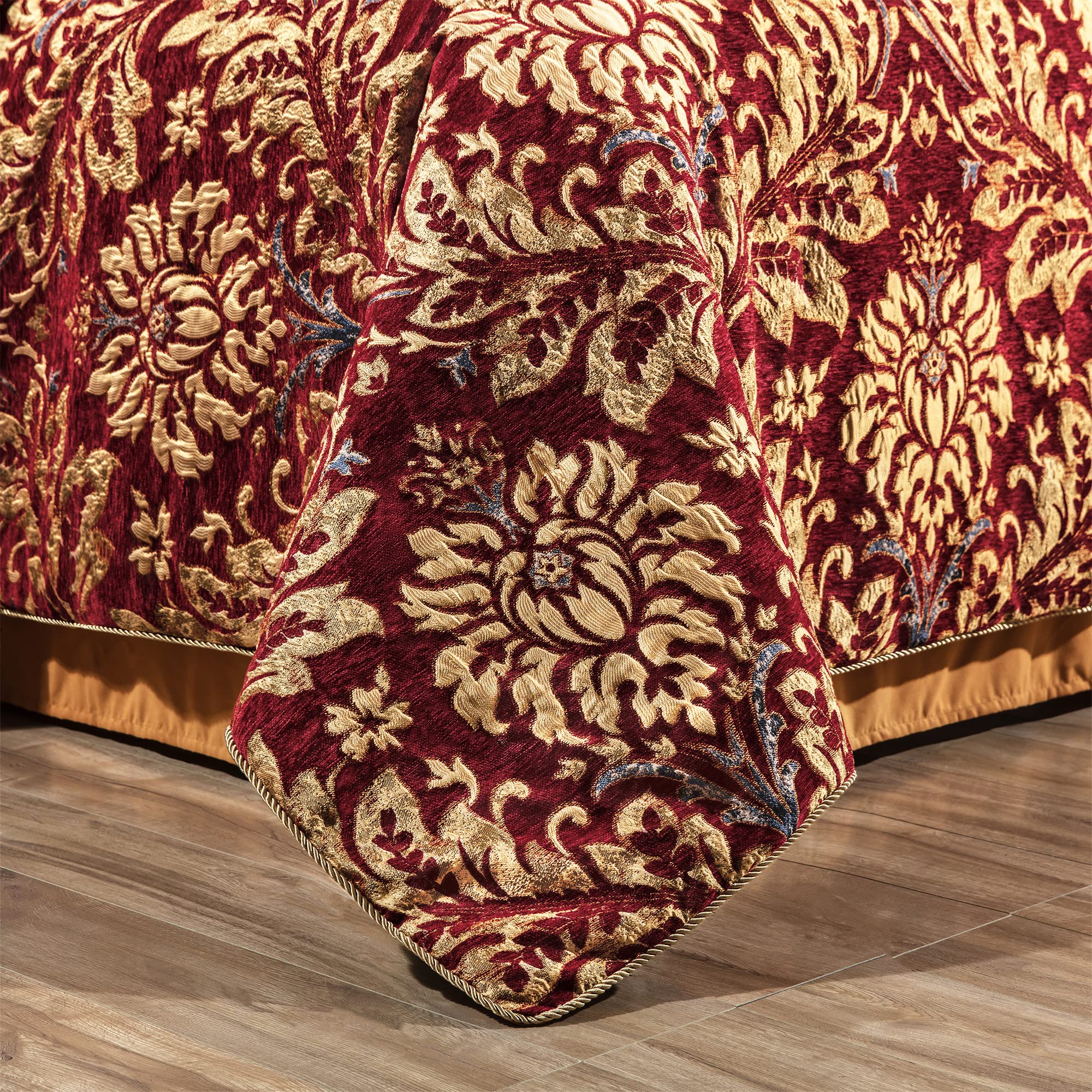 9-Piece Chenille Jacquard Comforter Set - Luxury Floral Bedding Queen