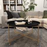 Modern Metal Coffee, Center Table 33" x 33" x 19", Black