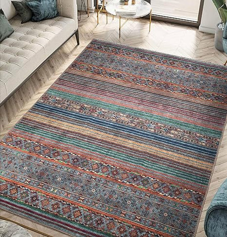 Machine Washable Area Rugs with Non-Slip Backing, Ideal for Hallway, Living