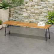 Gladys Outdoor Modern Industrial Acacia Wood Bench
