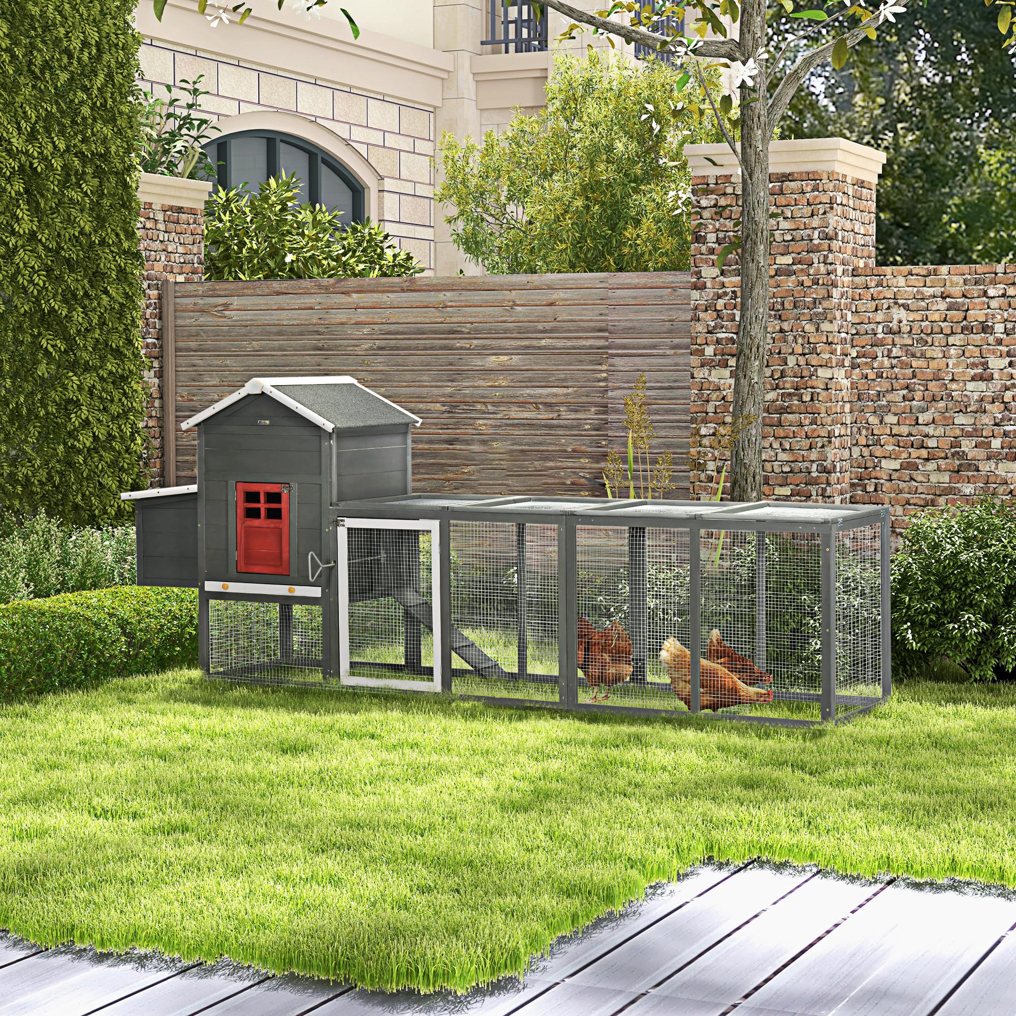 118" Extra Large Chicken Coop with Asphalt Roof, Wooden Hen