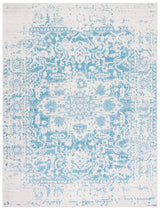 Madison Collection Area Rug - 8' x 10', Teal & Ivory, Snowflake Medallion Distressed Design