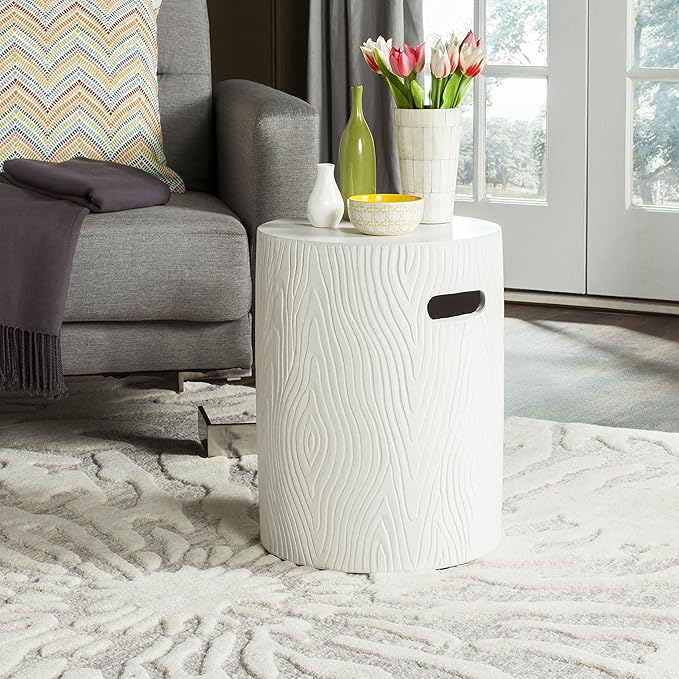 Outdoor Collection Trunk Modern Dark Grey Concrete Round Accent Table (Fully Assembled)
