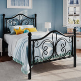 Twin Size Bed Frame for Kids,Metal Bed Frame with Butterfly Pattern Design Headboard