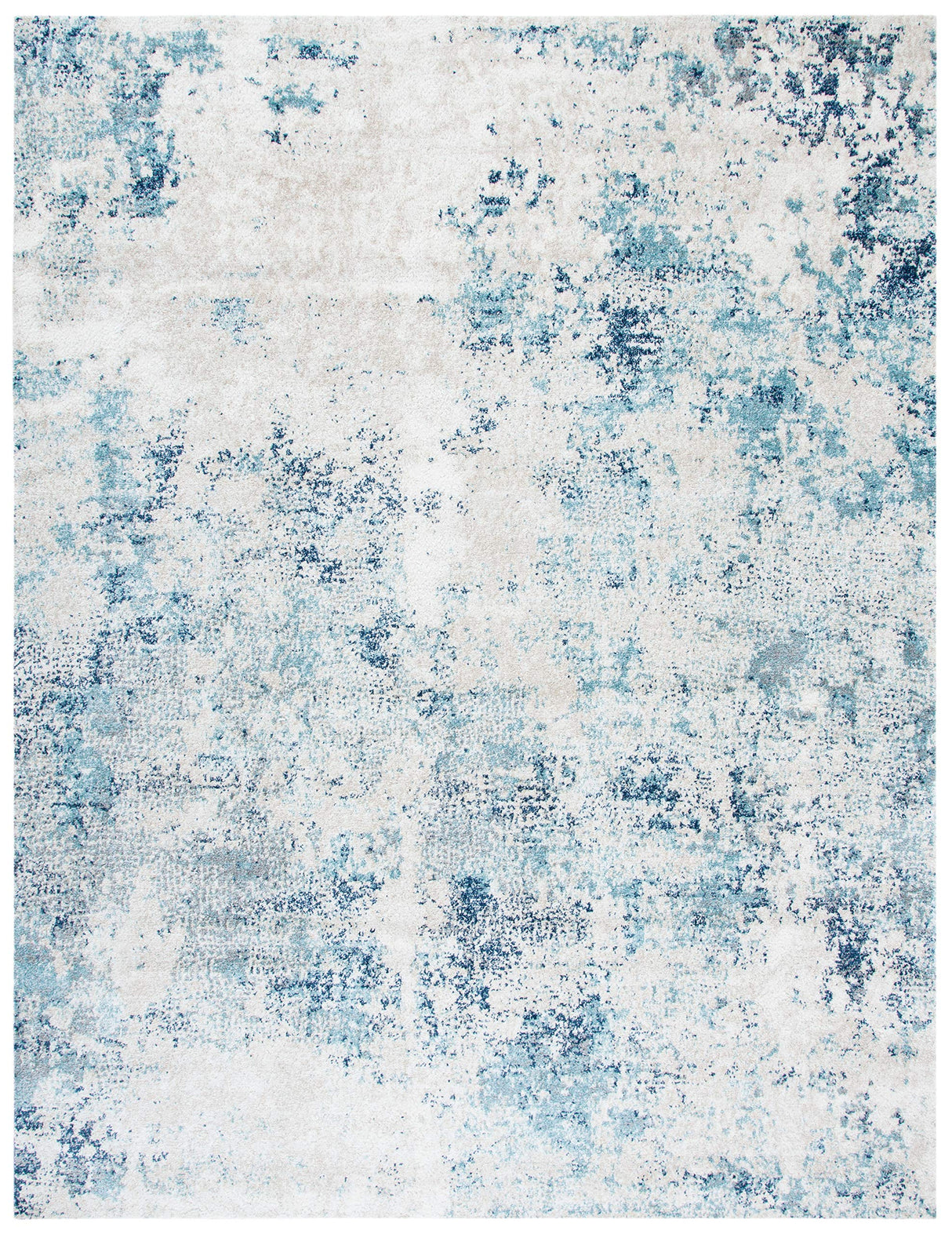 Aston Collection Area Rug - 8' x 10', Ivory & Blue, Modern Abstract Design, Non-Shedding & Easy Care,