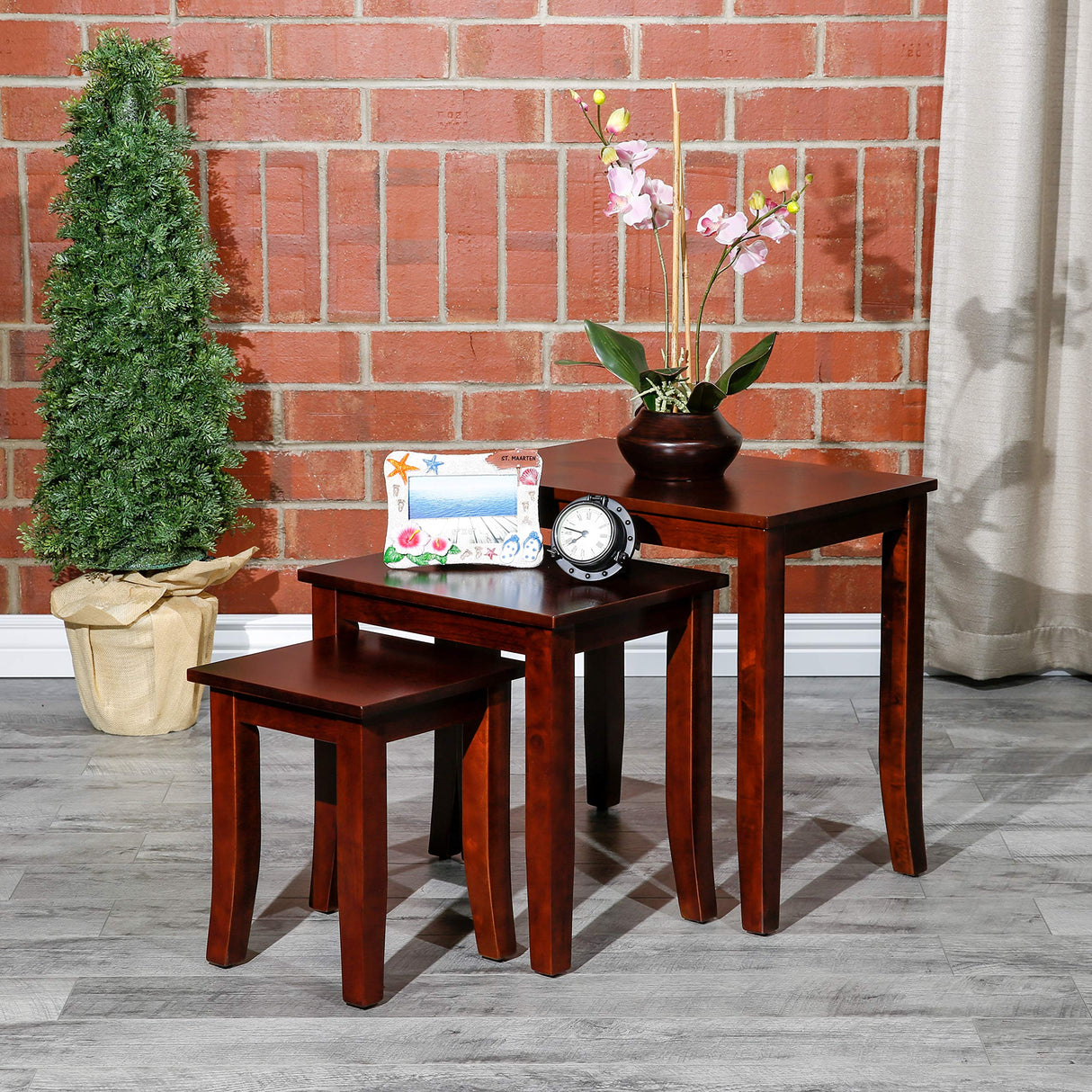 Avon 3-Piece Nesting Tables Indoor Living Furniture Collection - Cherry
