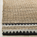 Natural Fiber Collection Area Rug - 3' Square, Natural & Black, Handmade Farmhouse Boho Coastal Rustic Jute,