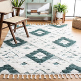 Moroccan Tassel Shag Collection Area Rug - 6'7" Square, Ivory & Brown