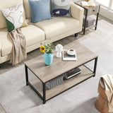 Coffee Table Tea Table with Metal Frame, Coffee Table with Open Storage Shelf