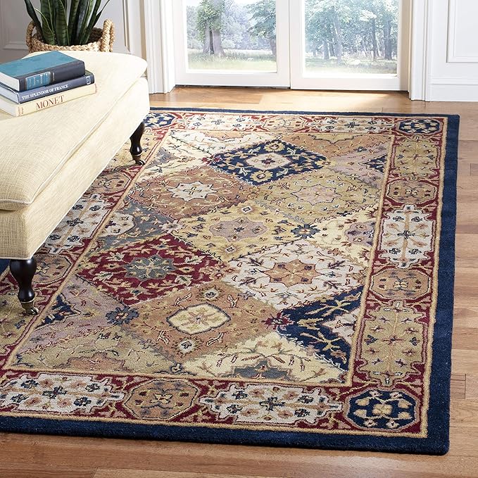 Heritage Collection Area Rug - 6' Square, Multi & Ivory, Handmade Traditional Oriental Wool