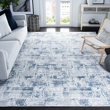 Amelia Collection 3' x 5' Blue/Grey ALA786M Modern Abstract Distressed