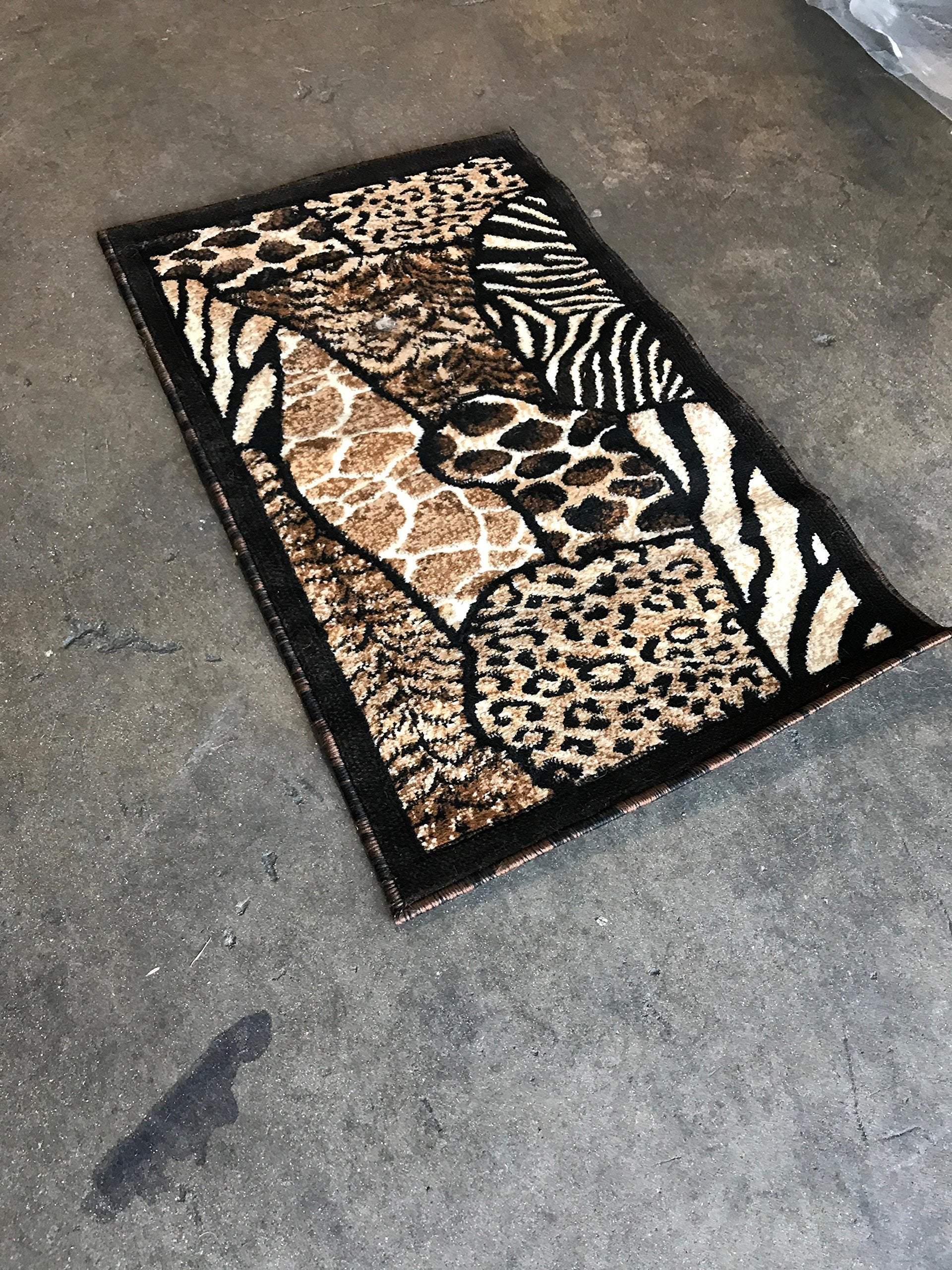Animal Skin Print Door Mat Rug Leopard Tiger Zebra Black Brown Beige