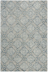 8x10 Abstract Area Rug - Handmade Wool in Blue & Grey