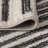 JONATHAN Y MOH207A-8 Khalil Modern Berber Stripe Indoor Farmhouse Area-Rug Bohemian Minimalistic Striped Easy-Cleaning Bedroom Kitchen Living Room Non Shedding, 8 X 10, Cream,Black