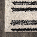 JONATHAN Y MOH207A-8 Khalil Modern Berber Stripe Indoor Farmhouse Area-Rug Bohemian Minimalistic Striped Easy-Cleaning Bedroom Kitchen Living Room Non Shedding, 8 X 10, Cream,Black