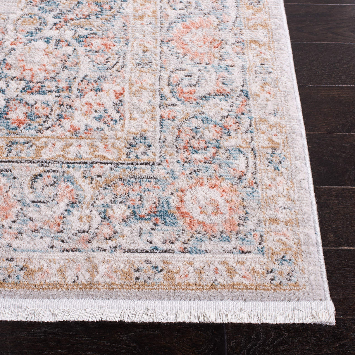 Shivan Collection 6'7" Square Grey / Rose SHV726F Shabby Chic Medallion