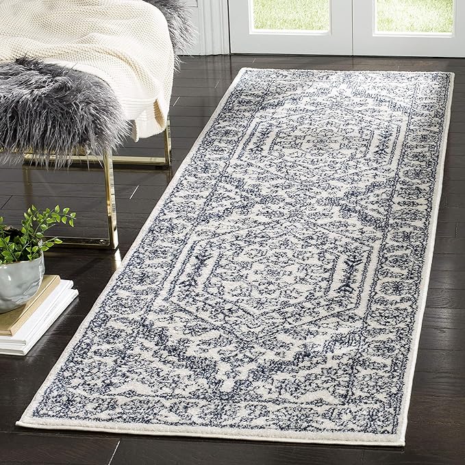 Adirondack Collection Runner Rug - 2'6" x 8', Light Grey & Dark Grey