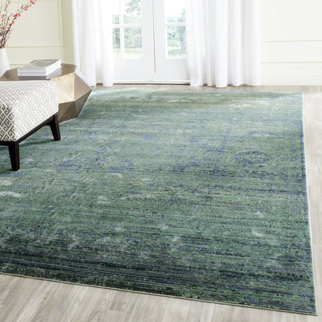 Mystique Collection Area Rug - 8' x 10', Green & Multi, Watercolor Overdyed Distressed