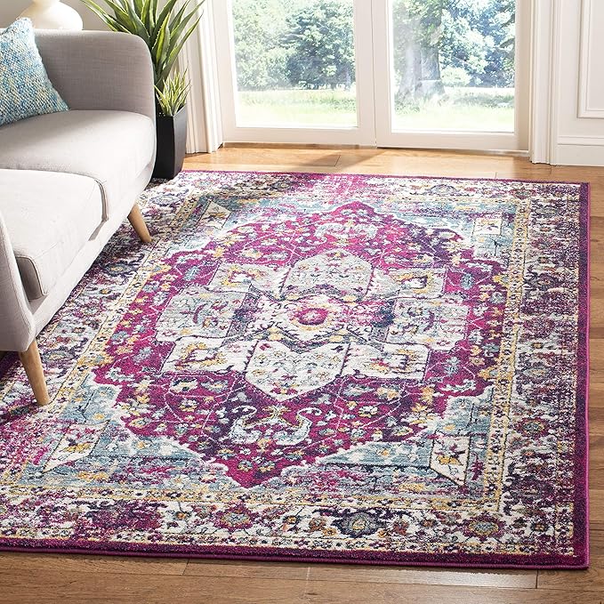 Evoke Collection 6'7" Square Blue/Orange EVK275C Oriental Medallion Distressed Non