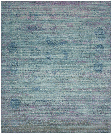 Valencia Collection Area Rug - 8' x 10', Turquoise & Multi, Boho Chic Distressed Design