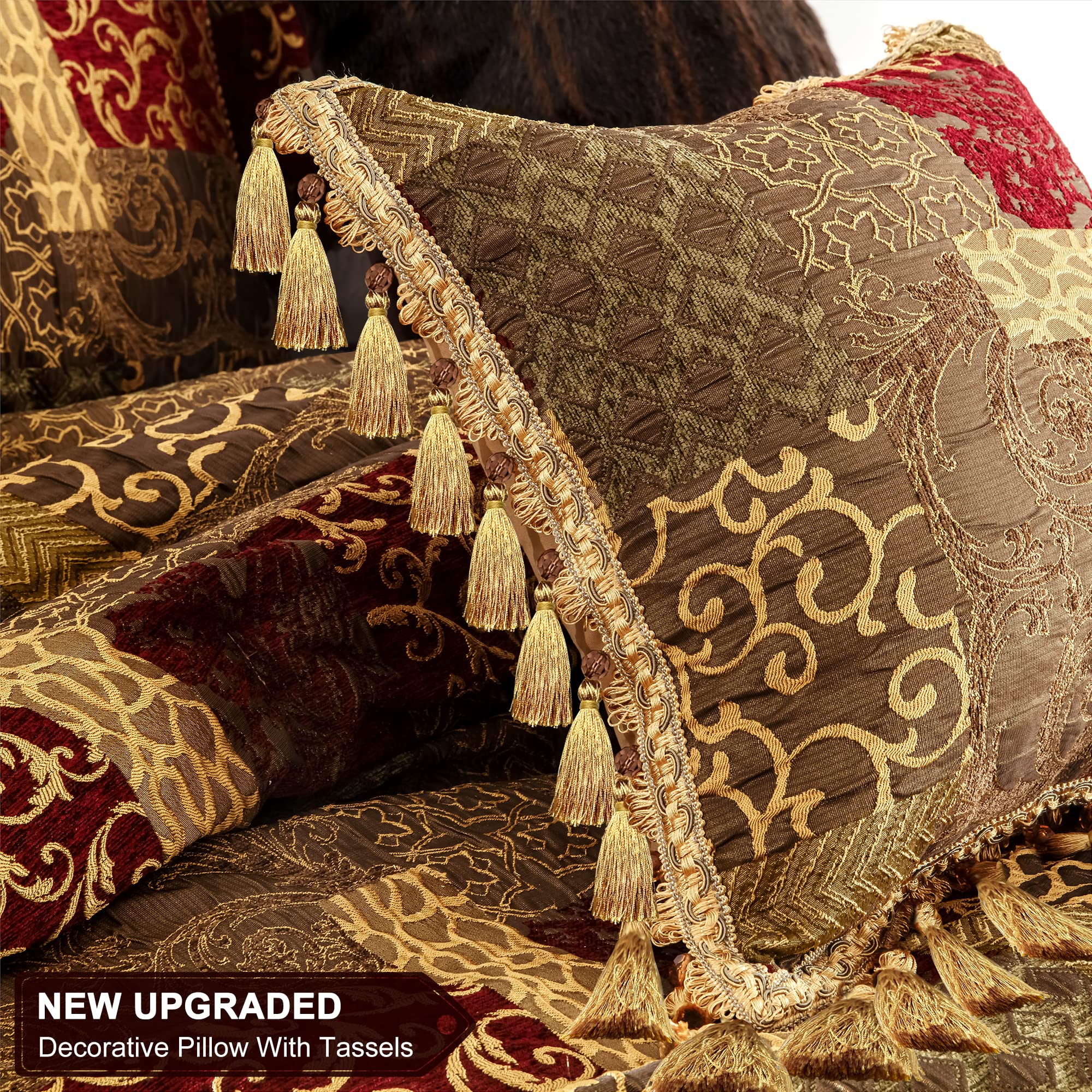 9-Piece Jacquard Comforter Set - Luxury Patchwork Bedding Queen