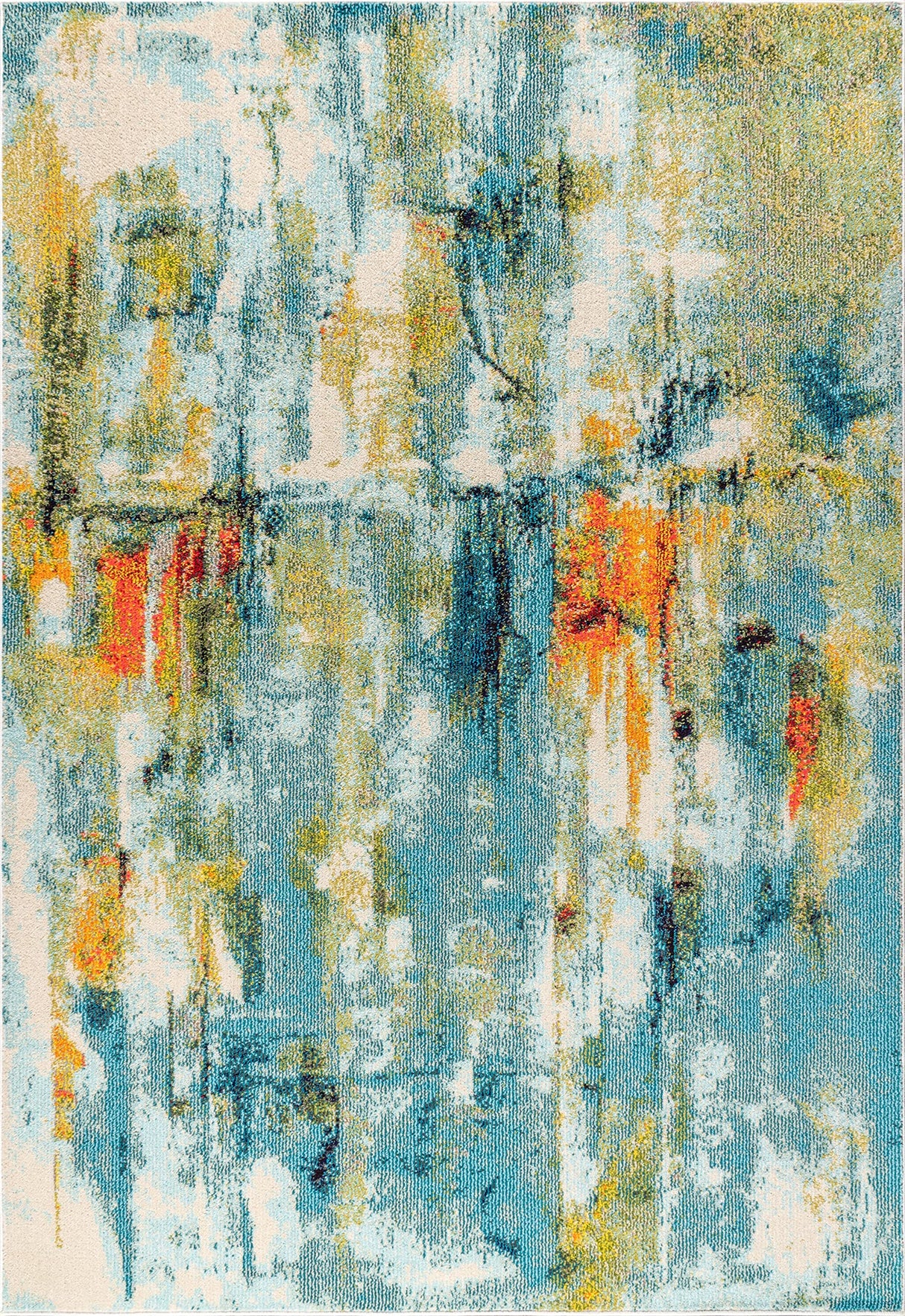 CTP100A-8 Contemporary POP Modern Abstract Waterfall Blue/Cream 8 ft