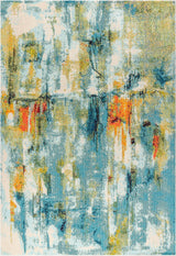 CTP100A-8 Contemporary POP Modern Abstract Waterfall Blue/Cream 8 ft