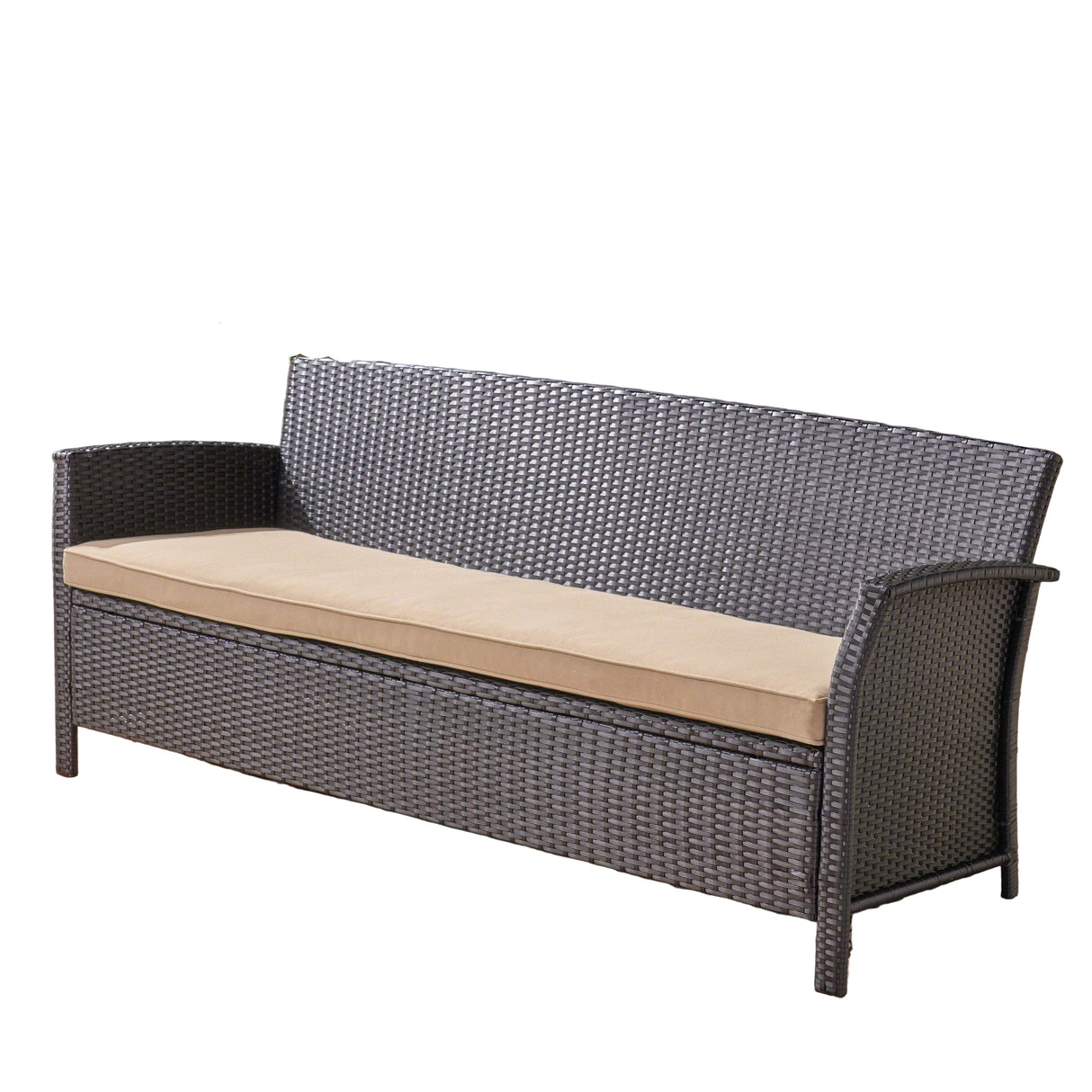 Auguste Outdoor Wicker 3 Seater Sofa, Brown/Tan