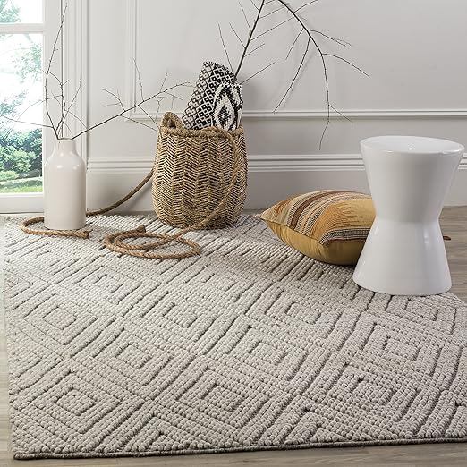 Natura Handmade Wool Area Rug 10' x 14' - Beige Flatweave for Living Room & Bedroom
