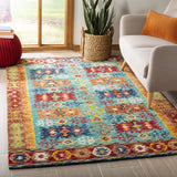 Aspen Collection 3' x 5' Blue / Red APN503A Handmade Boho Wool Area Rug