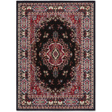 Premium Sakarya Traditional Medallion Border Area Rug, Black, 5'2"x7'4" Rectangle