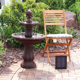 35" 2-Tier Solar Water Fountain - Outdoor Water Fountain with Battery Backup and Pump - Rust