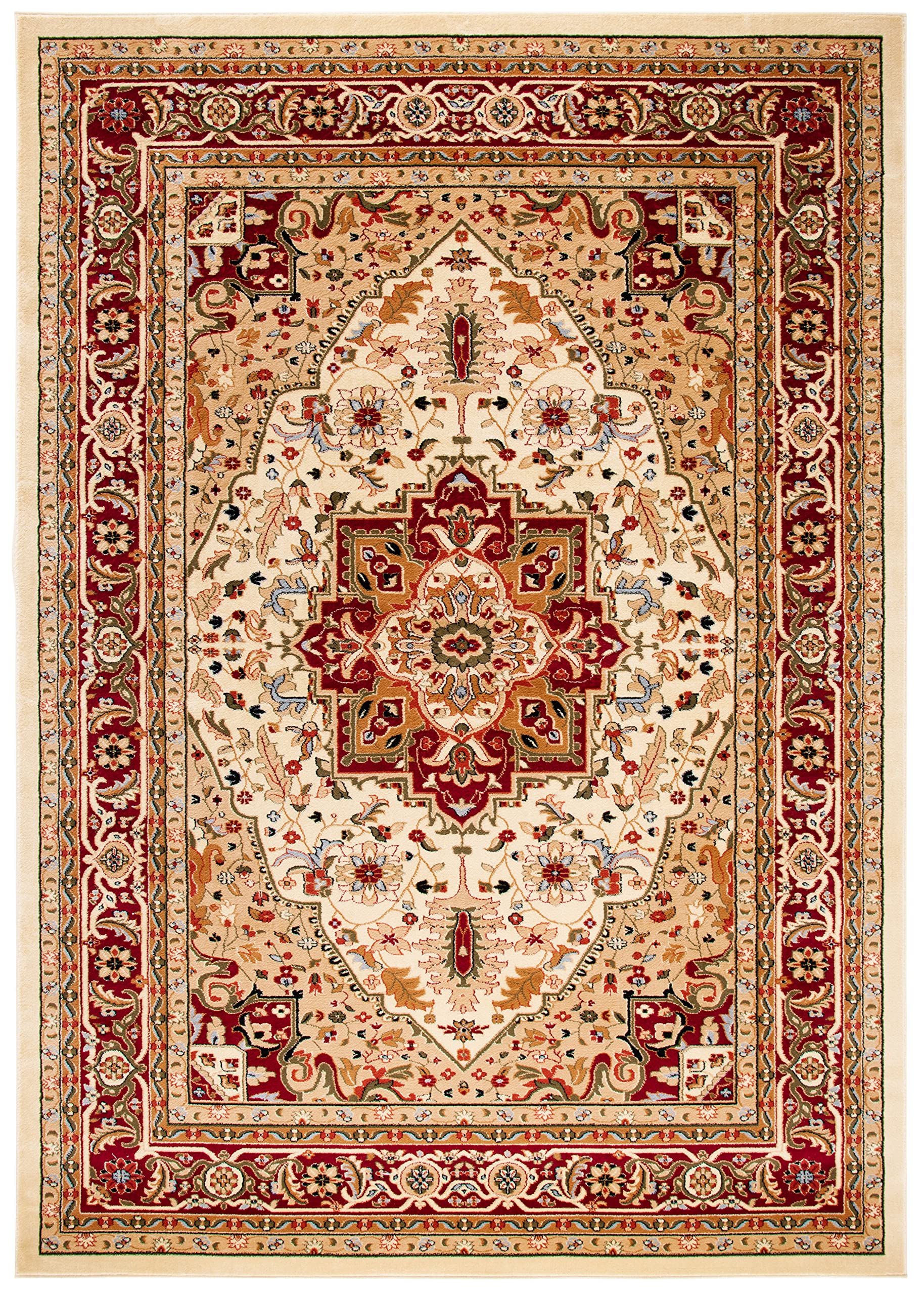 Lyndhurst Collection X-Large Area Rug - 12' x 18', Ivory & Red