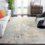 Madison Collection 9' Square Light Blue / Beige MAD457B Modern Abstract Non-Shedding