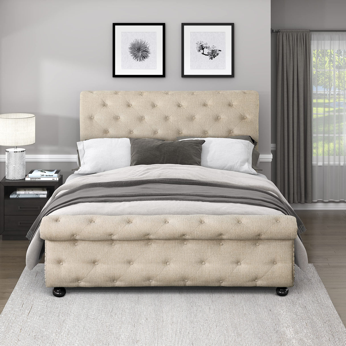 Lexicon Nairne Upholstered Sleigh Bed, King, Beige