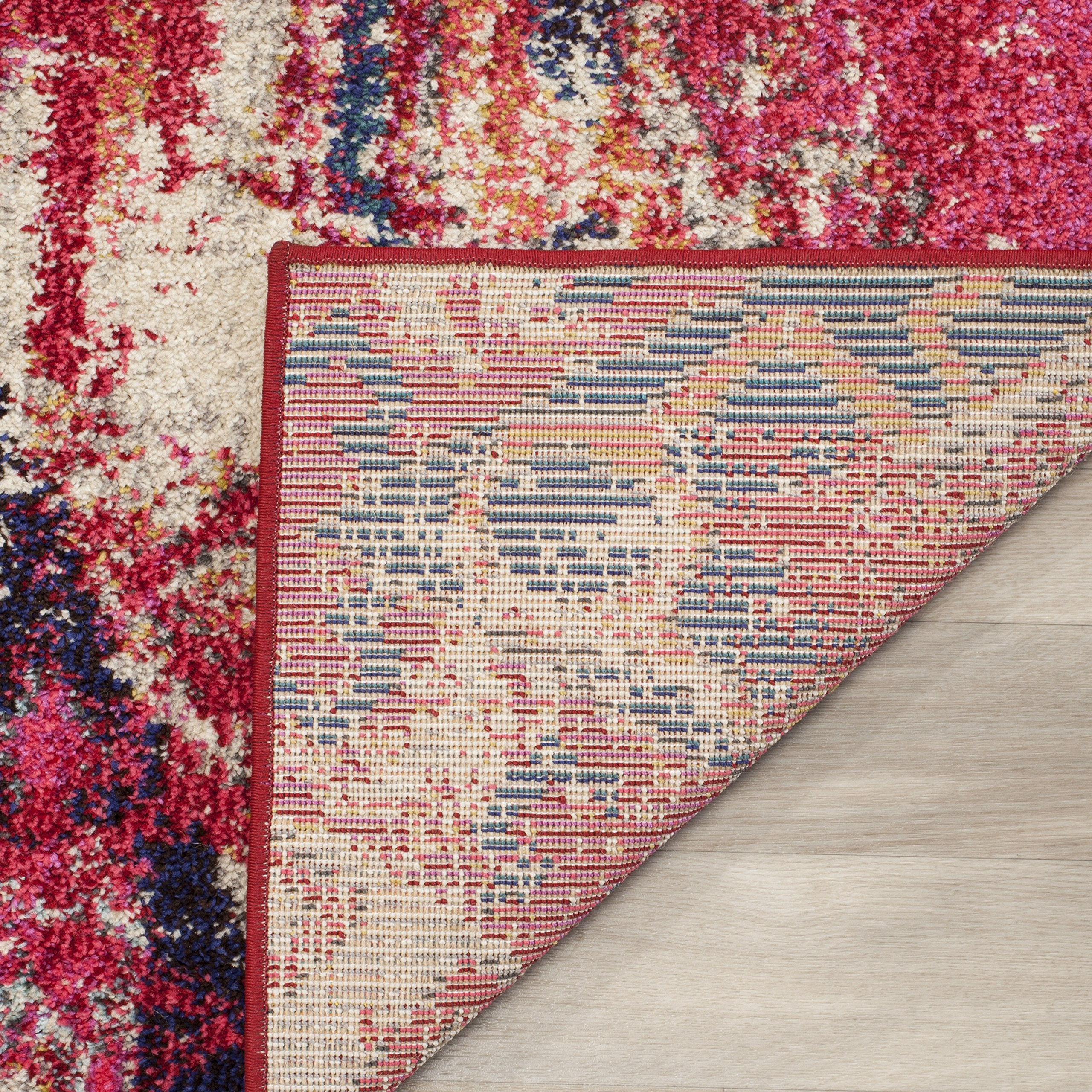 SAFAVIEH Monaco Collection Area Rug - 10' x 14', Magenta & Multi, Boho Chic Tribal Distressed Design, Non-Shedding & Easy Care, Ideal for High Traffic Areas in Living Room, Bedroom (MNC222D)