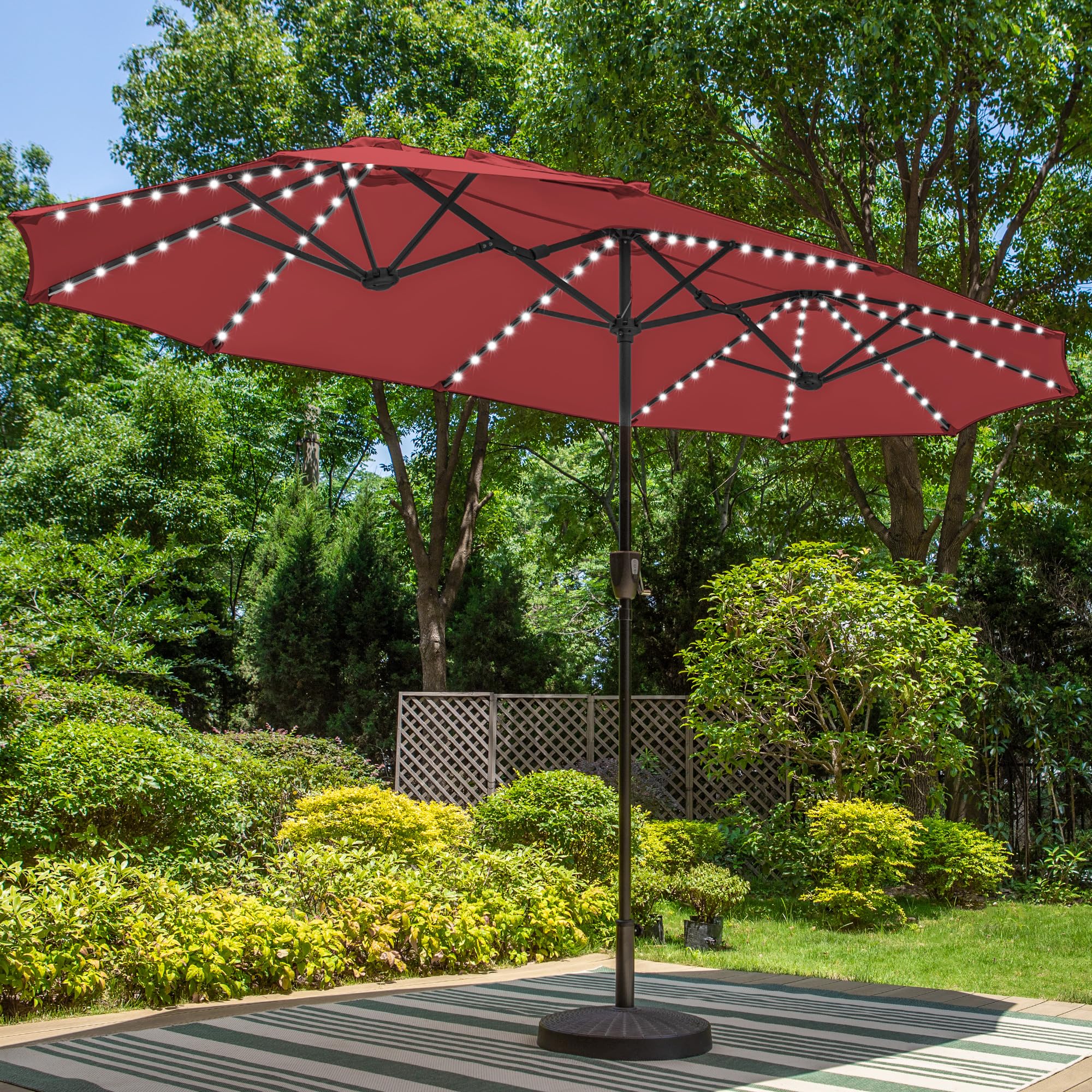 13ft Large Patio Umbrella with Solar Lights