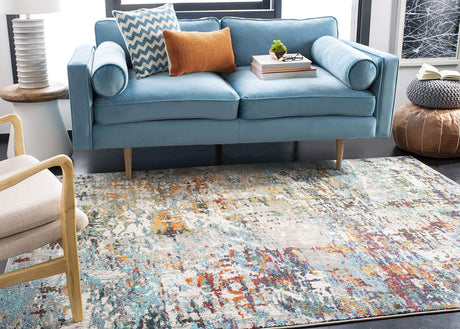 Madison Collection Area Rug - 8' x 10', Grey & Blue, Modern Abstract Design