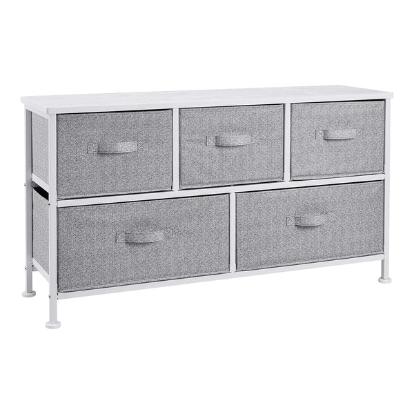 Extra Wide Fabric 5-Drawer Storage Organizer Unit for Closet White