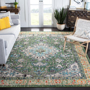 Madison Boho Medallion Area Rug 10' x 14' - Green Turquoise Distressed Design
