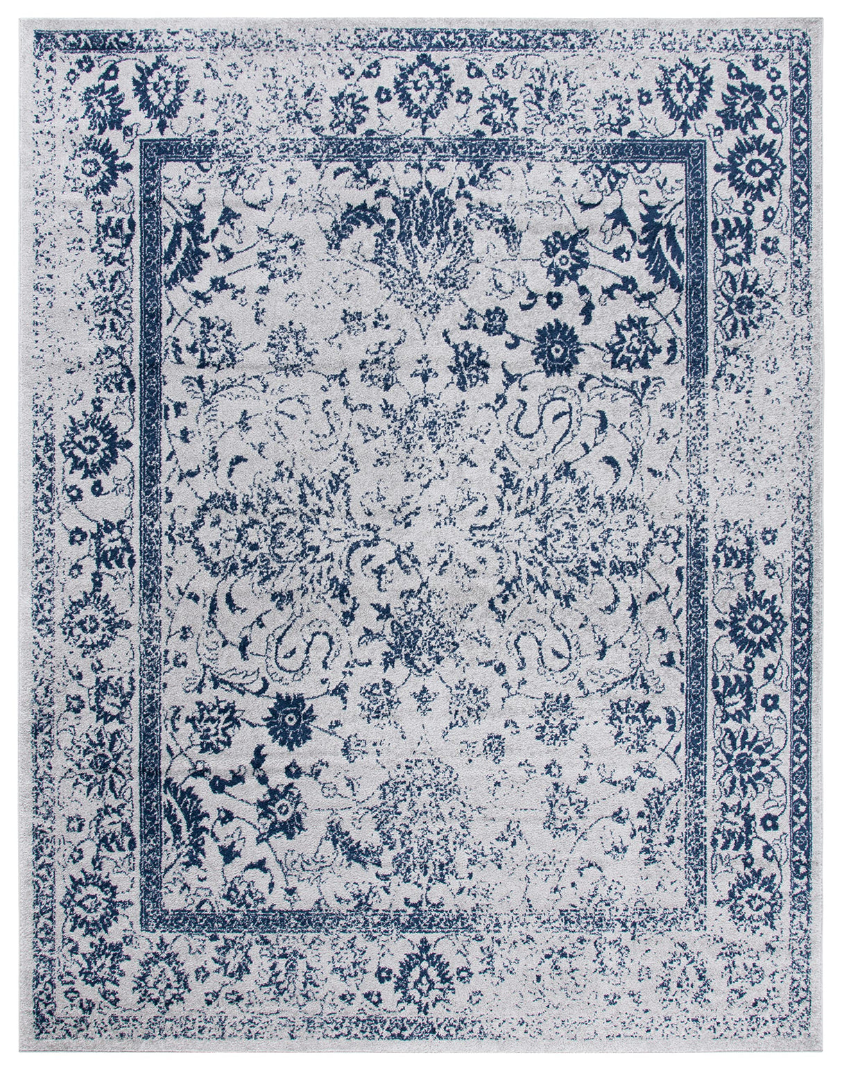 SAFAVIEH Adirondack Collection Area Rug - 8' x 10', Grey & Navy, Oriental Distressed Design, Non-Shedding & Easy Care, Ideal for High Traffic Areas in Living Room, Bedroom (ADR109P)