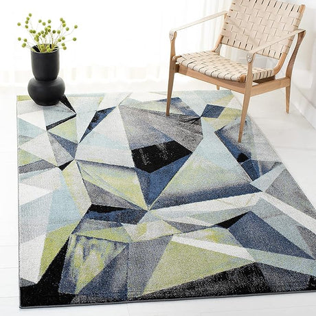 Porcello Collection Area Rug - 8' x 10', Orange & Red, Modern Abstract Design