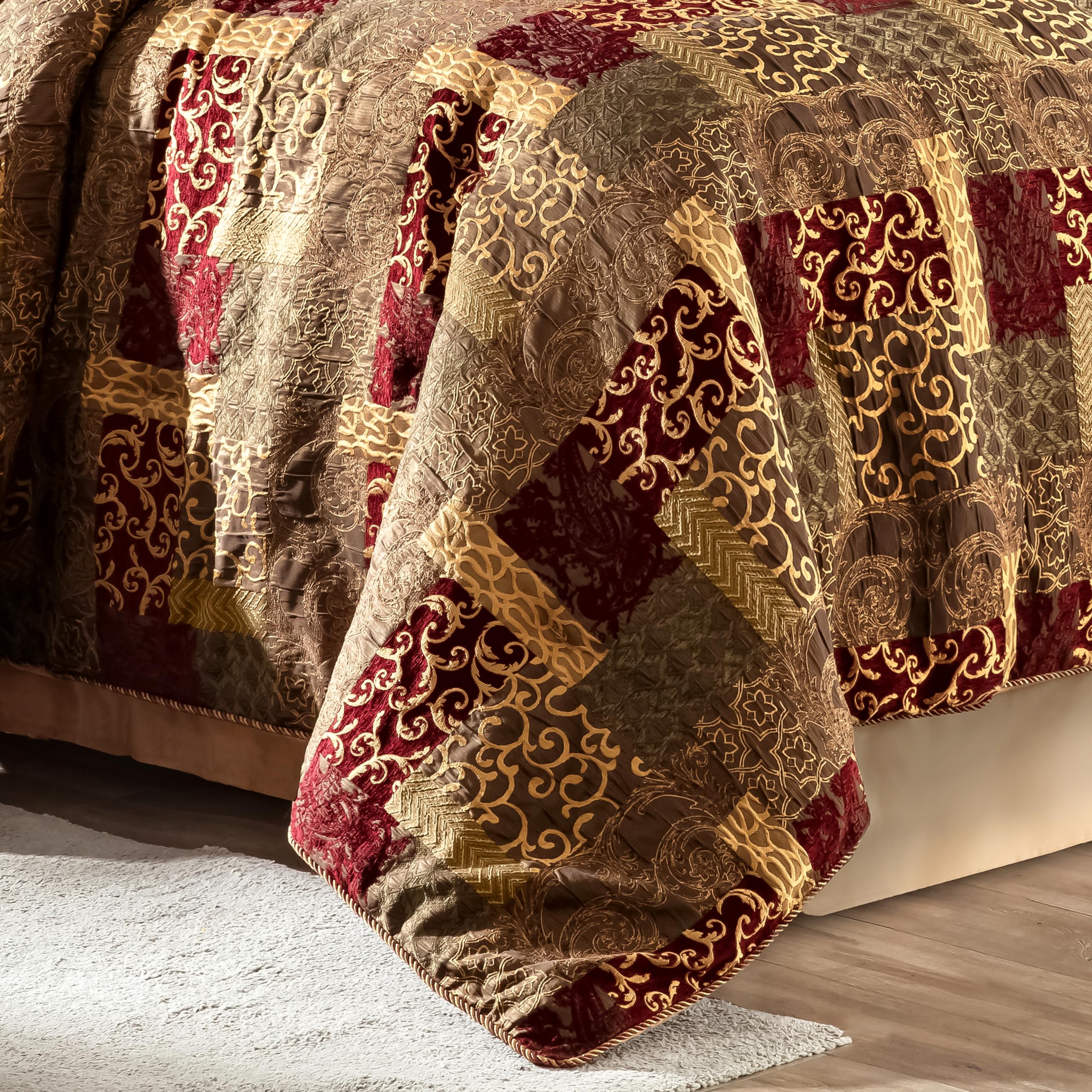 9-Piece Jacquard Luxury Patchwork Comforter Set - King