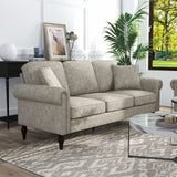 Furniture of America Barret Traditional Upholstered Chenille Fabric 3-Seater 80 in. Sofa with Cushion Back for Living Room, Home Office, Brown