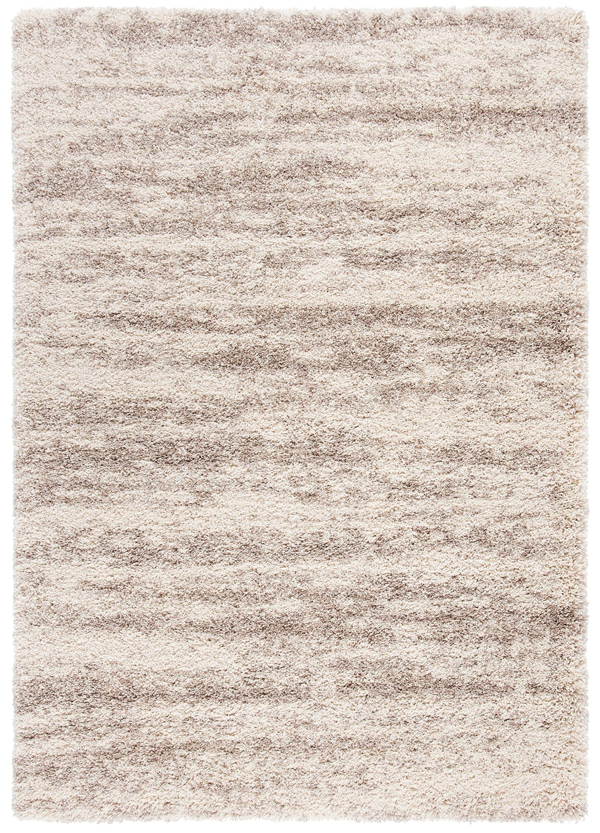 Hudson Shag Area Rug 6' x 9' - Ivory & Beige Modern Non-Shedding Plush Carpet