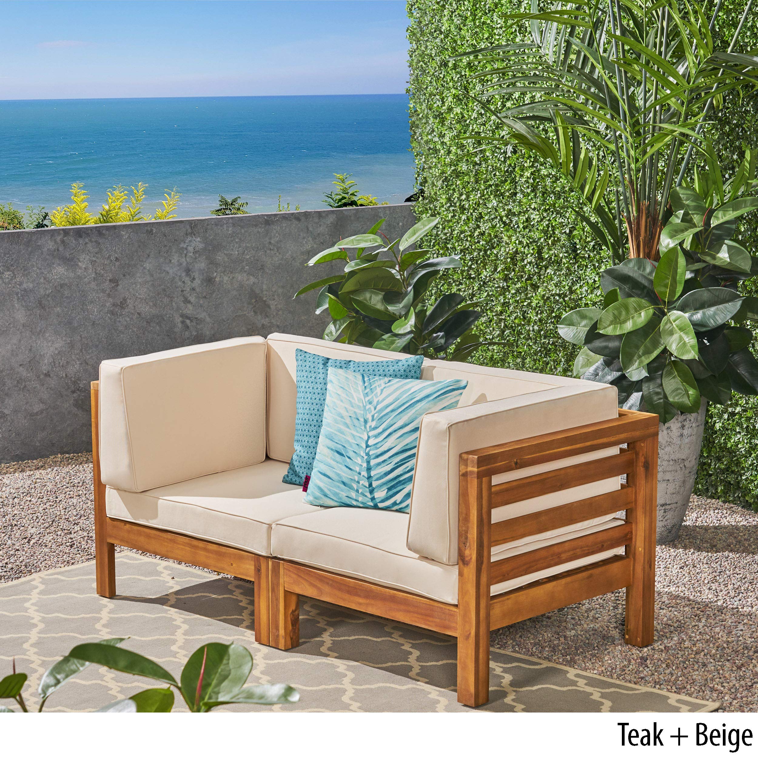 Great Deal Furniture GDFStudio Outdoor Sectional Loveseat Set