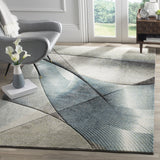 Hollywood Collection Area Rug - 5'3" x 7'6", Grey & Teal, Mid-Century Modern Design